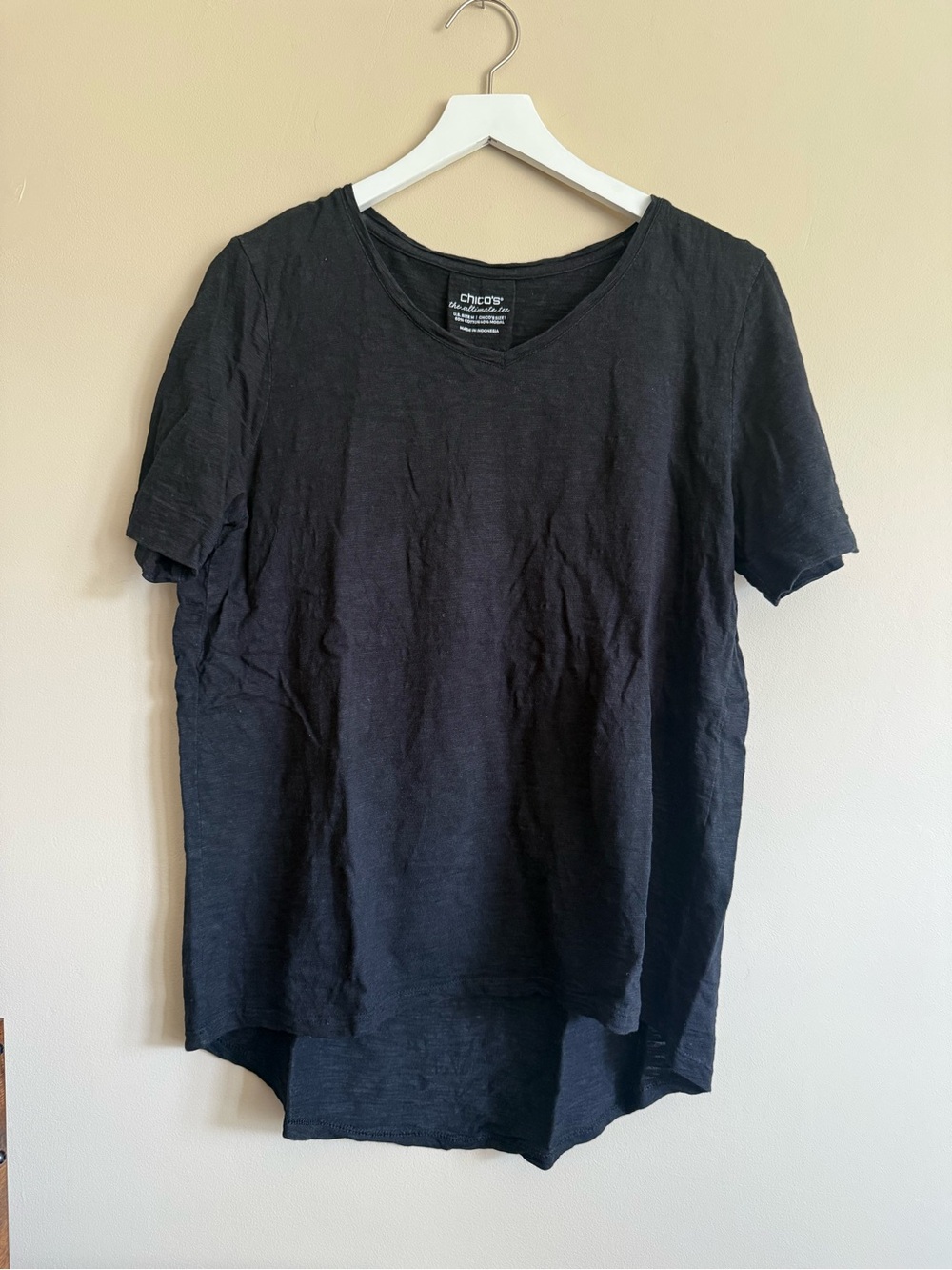 Chico’s Ultimate Tee Modal Blend Black Heathered Medium